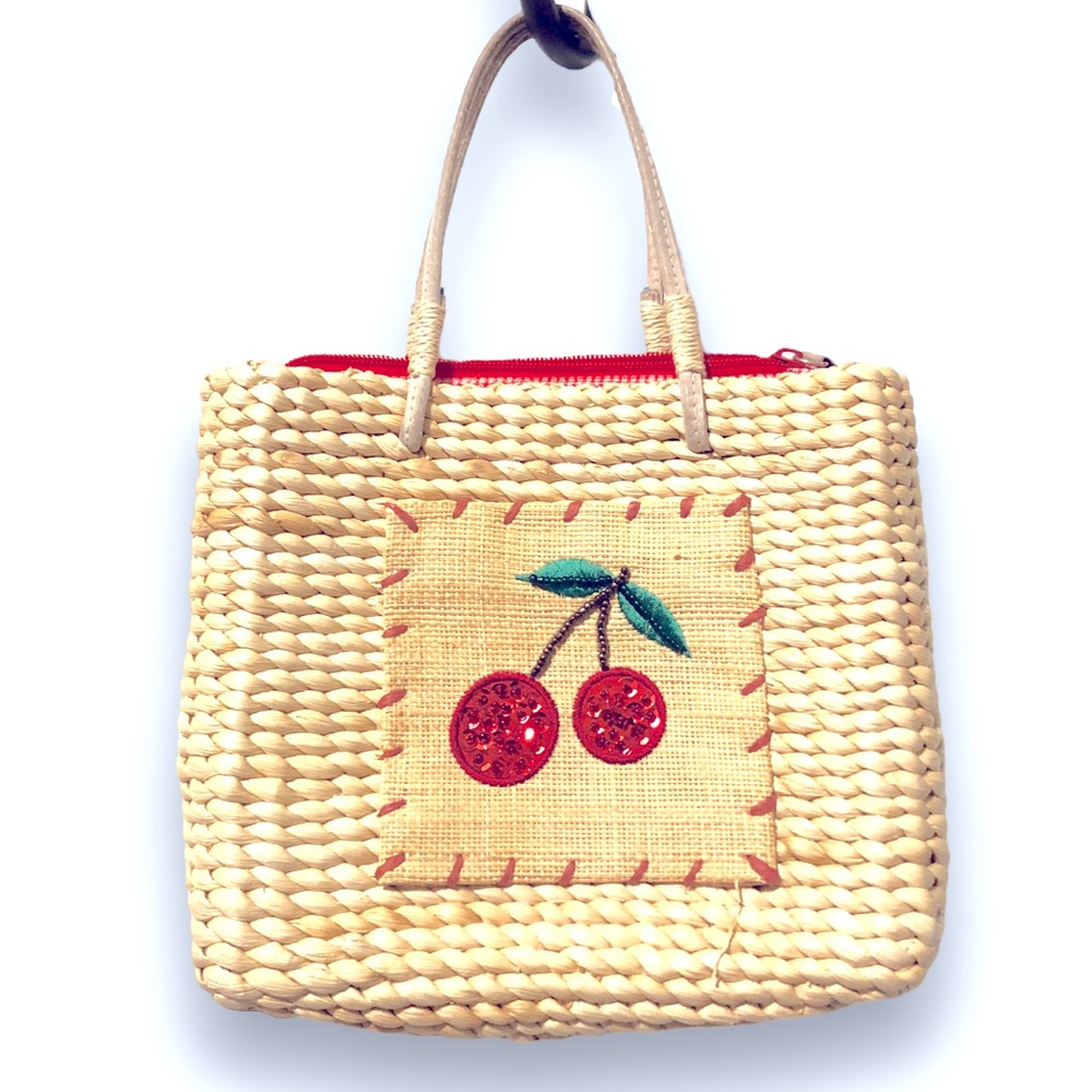 Wicker Novelty Watermelon Purse NEW NWOT Xhilaration Retro Hand Bag Sequin Fruit